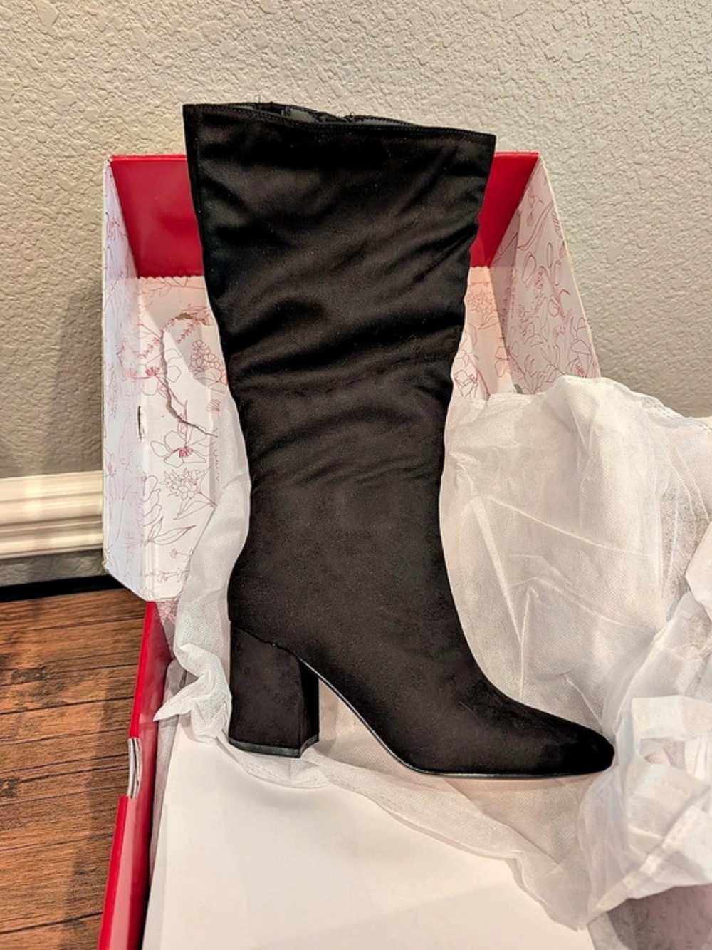 Journee Black Suede Knee High Boots US 7.5 NWT